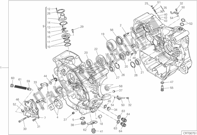 All parts for the 010 - Half-crankcases Pair of the Ducati Supersport Thailand 950 2019